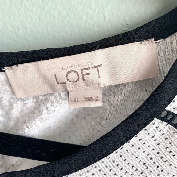Loft | Women’s | Sleeveless Keyhole Blouse Black Polka Dots | White | XL - Picture 6 of 7
